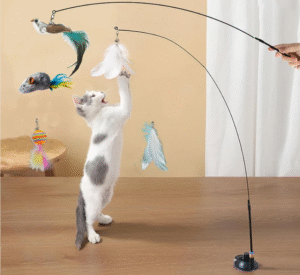 ของเล่นแมวแบบโต้ตอบ ขนนกธรรมชาติ