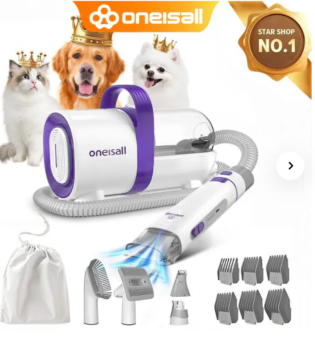 ชุดดูแลขนสัตว์เลี้ยง 6-in-1 พร้อมเครื่องดูดฝุ่นในตัว