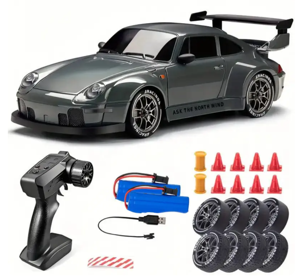 🏎️ รถดริฟต์บังคับวิทยุ ขนาด 1:24 ระบบขับเคลื่อน 4 ล้อ (4WD) ความเร็วสูงสุด 12.4 ไมล์ต่อชั่วโมง พร้อมรีโมตคลื่น 2.4GHz