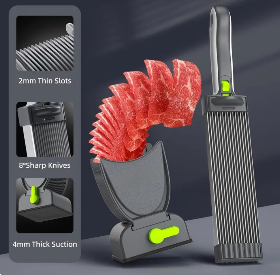 ครื่องหั่นเนื้อแบบใช้มือ ปรับความหนาได้ 2 หรือ 4 มม. 🥩 เหมาะสำหรับหั่นเนื้อวัว หมู แกะ เพื่อทำบาร์บีคิว ชาบู หรืออาหารโฮมเมด อุปกรณ์คู่ครัวที่ช่วยให้คุณเตรียมวัตถุดิบได้สะดวก รวดเร็ว และสวยงามทุกชิ้น! 🍖💪